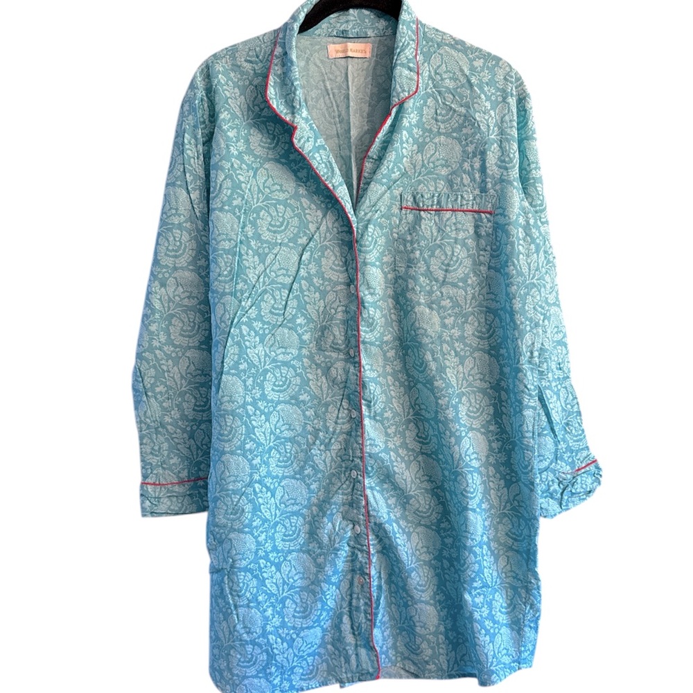 World Market Women’s Long Button Down Pajamas Long Sleeve Cotton Size S/M